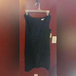 Coldwater Creek Women's P8 Black Textured Sleeveless V-Neck Sheath Dress Stretch